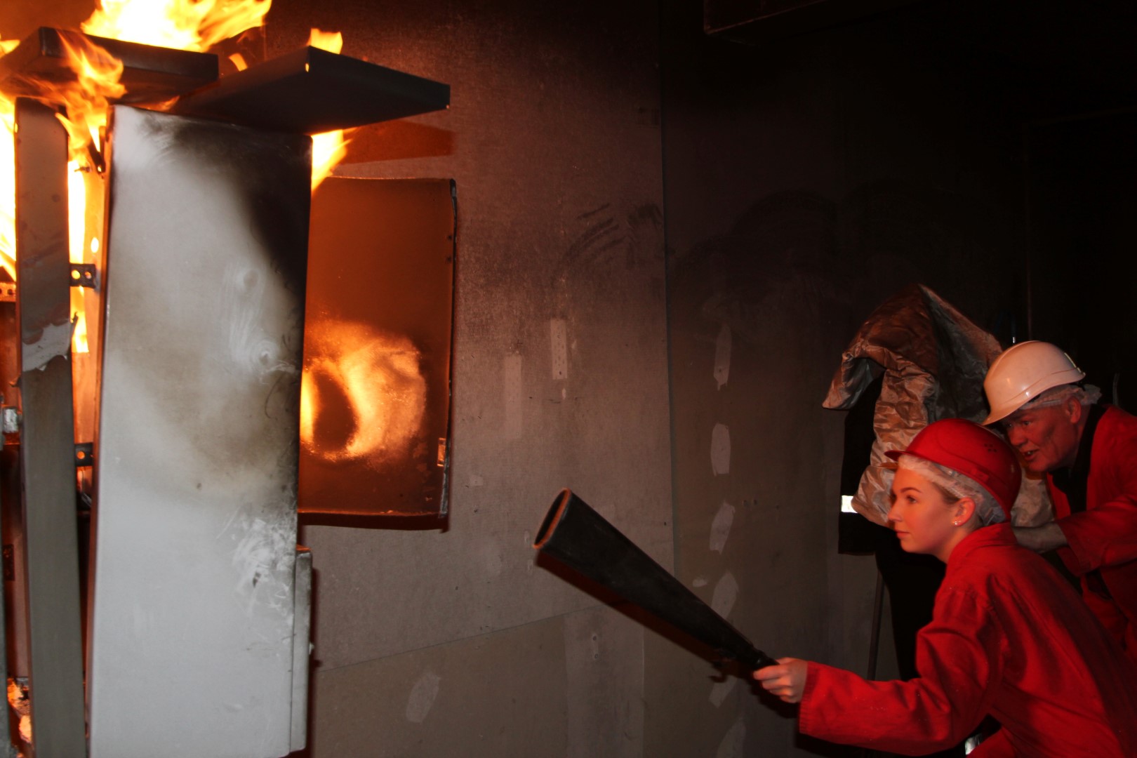 Oefensituatie waarin een brand onder controle wordt gehouden